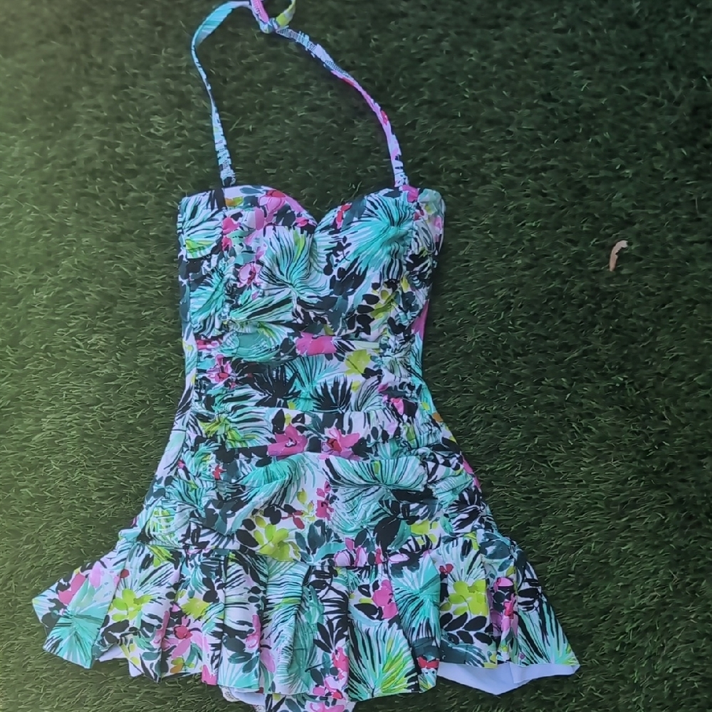 Profile By Gottex Green and Pink One Piece Swimsuit